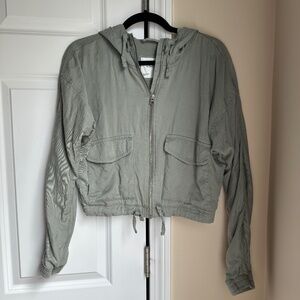 Abercrombie & Fitch Green Utility Jacket with Hood Size M